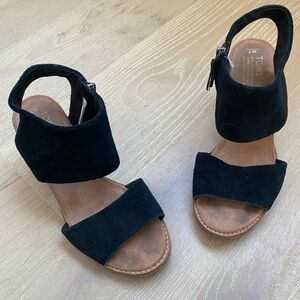 TOMS block heel suede sandal